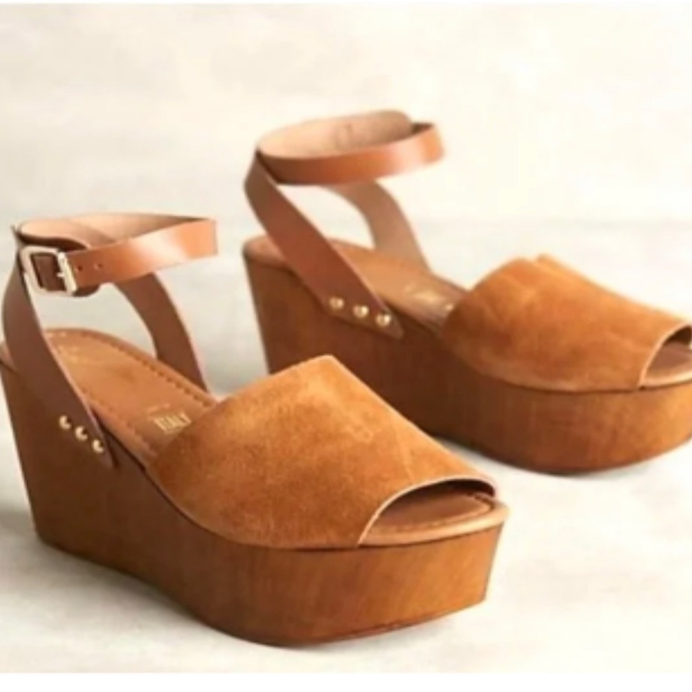 Anthropologie Seychelles Forward Platform Saddle Ankle Strap